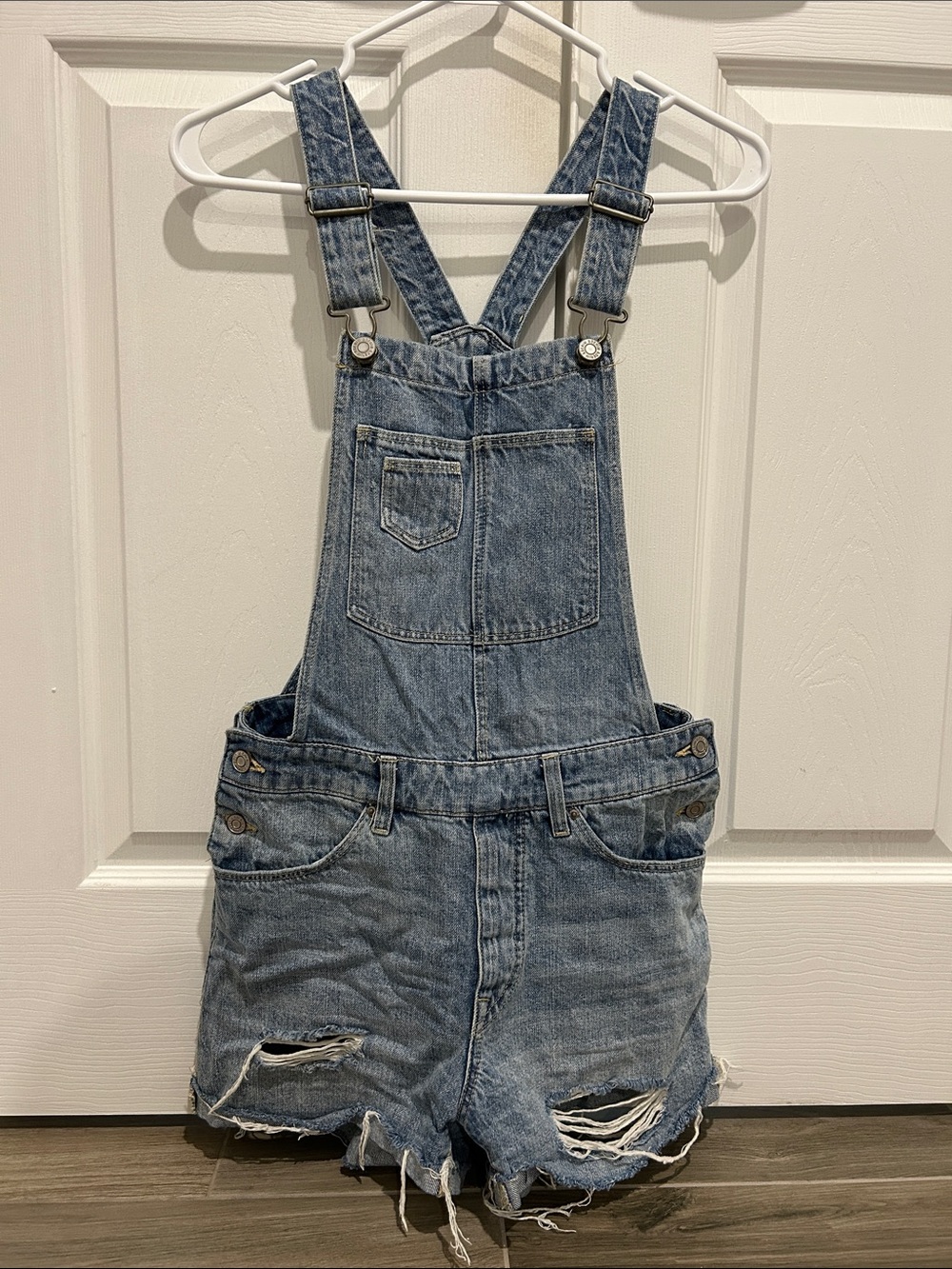 Light Blue Denim Overall Shorts - H&M